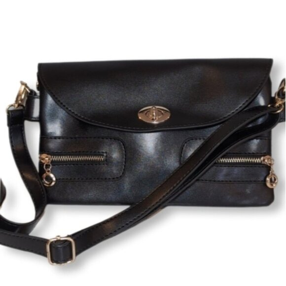 Marco Fabrinni Faux Leather Shoulder Bag Rectangular Adjustable Turn Lock - Picture 1 of 11